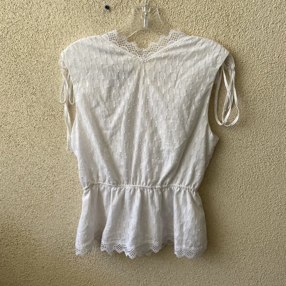BCBG MaxAzria Womens Shirt White Cotton Eyelet Sleeveless Tank Top Size Small - Picture 9 of 14